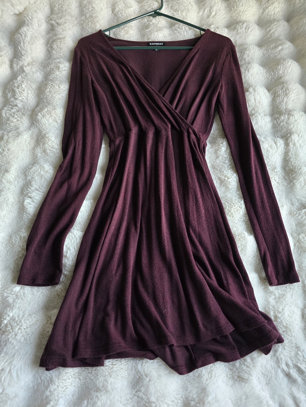 Express V Neck Burgundy Sweater Dress